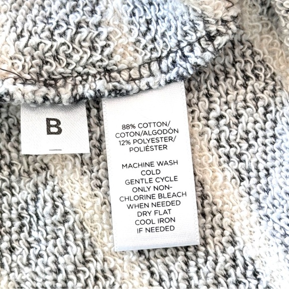 LOFT Size Small Gray/White Striped French Terry Tunic Sweater w/Shoulder Zippers - Picture 6 of 7